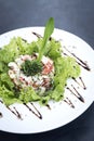 Gourmet fusion seafood and apple celery salad with wasabi mayo Royalty Free Stock Photo