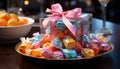 Gourmet gift box sweet candy, chocolate, and fruity indulgence generated by AI Royalty Free Stock Photo