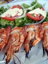 Gourmet Greek food, shrimp kebab