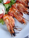 Gourmet Greek food, shrimp kebab