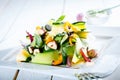 Gourmet Green Summer Salad in Square Plate