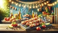 Gourmet Grilled Skewers for Summer Barbecue Party, AI Generated