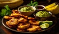 A gourmet guacamole dip with fresh cilantro and spicy lime generated by AI