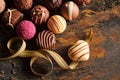 Gourmet handmade heart shaped chocolate praline Royalty Free Stock Photo