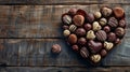 Gourmet handmade round assorted chocolates in a heart shape Royalty Free Stock Photo
