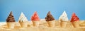 Gourmet ice-cream on a tropical beach in summer