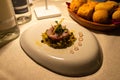 Italian food design. Gourmet raw marinated fish tartare
