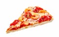 Gourmet Italian pizza slice with shrimp tails Royalty Free Stock Photo