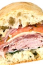 Gourmet italian salami prosciutto sandwich Royalty Free Stock Photo
