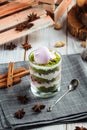 Gourmet layer dessert parfait pistachio biscuit