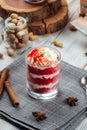 Gourmet layer dessert parfait red velvet cake Royalty Free Stock Photo