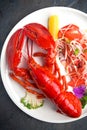 Gourmet lobster dinner. Italian restaurant. Menu. Royalty Free Stock Photo