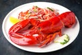 Gourmet lobster dinner. Italian restaurant. Menu. Royalty Free Stock Photo