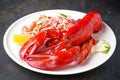 Gourmet lobster dinner. Italian restaurant. Menu. Royalty Free Stock Photo