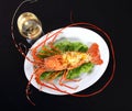 Gourmet lobster dinner with white wine Royalty Free Stock Photo