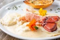 gourmet lobster ravioli plate