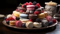 Gourmet macaroon stack, homemade indulgence, sweet celebration of French culture generated by AI