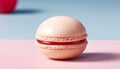 A gourmet macaroon, a sweet snack, in a pink color generated by AI