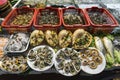 Mixed fresh seafood on display at xiamen street market china Royalty Free Stock Photo