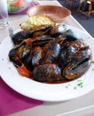 Gourmet mussels served with fresh herbs for a tasty seafood meal Royalty Free Stock Photo