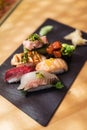 Gourmet nigiri moriawase set at restaurant Royalty Free Stock Photo