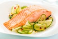 Gourmet oven-baked pink salmon steak Royalty Free Stock Photo