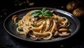 Gourmet pasta plate, cooked with freshness, healthy eating, Italian culture generated by AI