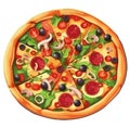Gourmet pizza with fresh mozzarella and salami Royalty Free Stock Photo