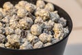 Gourmet popcorn bowl of white chocolate and cookies and cream