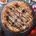 Prosciutto, blue cheese and balsamic vinegar pizza