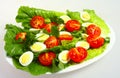 Gourmet quails egg and tomato salad