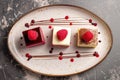 Gourmet Raspberry Dessert Trio on Elegant Plate