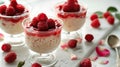Gourmet Raspberry Rice Pudding in Elegant Glassware Royalty Free Stock Photo