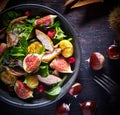 Gourmet roast pheasant, fig and chestnut salad