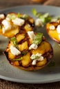 Gourmet Roasted Peaches with cheese and basil