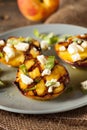 Gourmet Roasted Peaches with cheese and basil