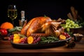 Gourmet Roasted Turkey on Festive Table