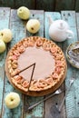 Gourmet rose apple pie with cream filling served with organic ap Royalty Free Stock Photo