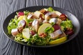 Gourmet salad with mackerel with apples, walnut, beetroot and mi