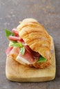 Gourmet sandwich croissant with ham