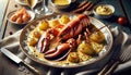 Elegant Seafood Dinner with Lobster, AI Generated