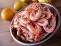 Gourmet seafood meal - many shrimps Royalty Free Stock Photo