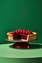 Delicious dessert sweet fresh raspberry background food cream red pie cake berry homemade fruit