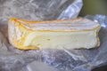 Gourmet soft brie camembert cheese with an orange crust Royalty Free Stock Photo