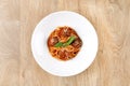 Gourmet spaghetti and meatballs - spaghetti pasta on white plate Royalty Free Stock Photo