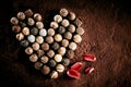 Gourmet sphere chocolate laying in heart shape Royalty Free Stock Photo