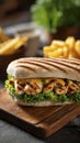 Meat sandwich with lettuce, cheese and special sauce Royalty Free Stock Photo