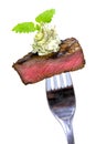 Gourmet Time,piece of a grilled steak with herb bu