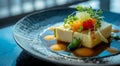 Gourmet Tofu Dish in Artistic Presentation