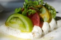 Gourmet tomato and cheese appetizer Royalty Free Stock Photo